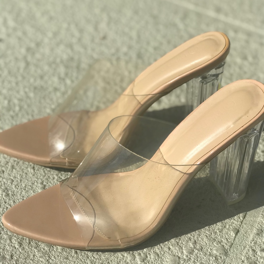 Clear nude heels never worn